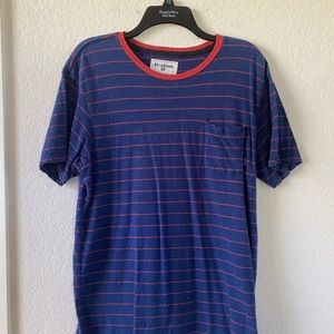 Billabong Navy Blue Red Striped Ringer Tee M Medium Skate Surf